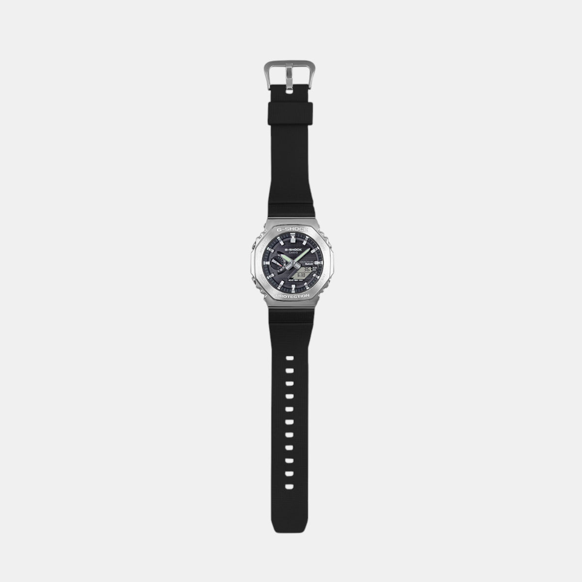 G-SHOCK Silver Dial Black Resin Strap Analog-Digital Watch - For Men G1159 (GM-2100-1ADR)