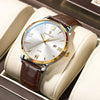 POEDAGAR Minimal Date Leather Watch