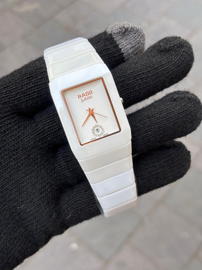 Rado Square White Dial Ciramic Belt Men's Watch