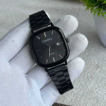 Casio Vintage Full Black Dial Quartz Watch For Unisex