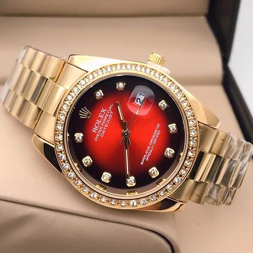 Ro lex Red Dial Metal Belt Men's watch